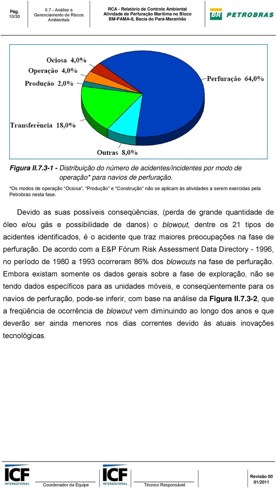 Devido as suas possíveis conseqüências, (perda de grande quantidade de óleo e/ou gás e possibilidade de danos) o blowout, dentre os 21 tipos de acidentes identificados, é o acidente que traz maiores