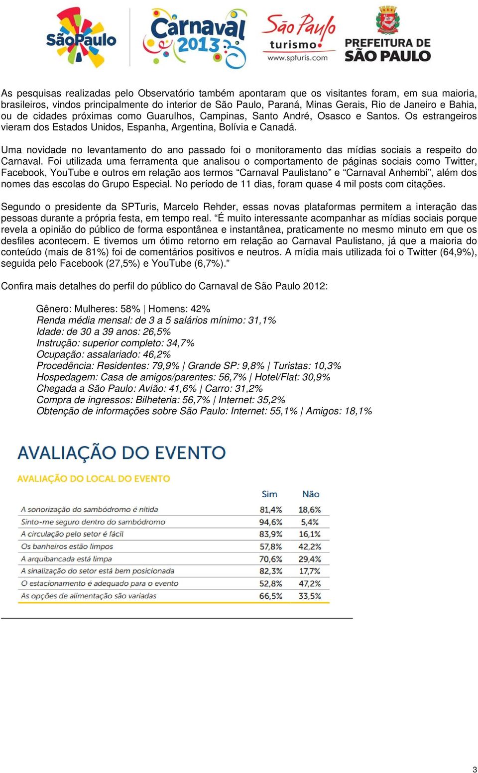 Uma novidade no levantamento do ano passado foi o monitoramento das mídias sociais a respeito do Carnaval.