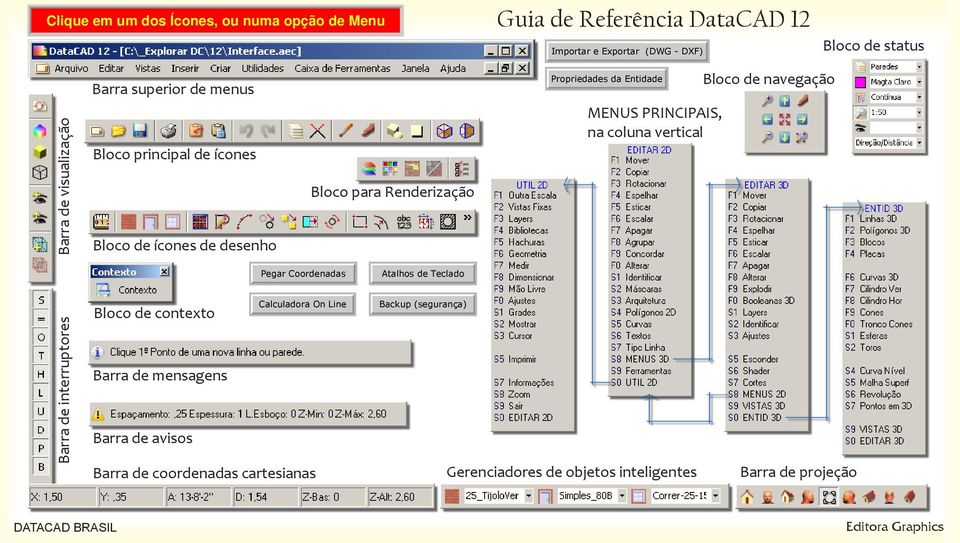 vertical Bloco principal de ícones Bloco para Renderização Bloco de ícones de desenho Bloco de contexto Pegar Coordenadas Atalhos de Teclado