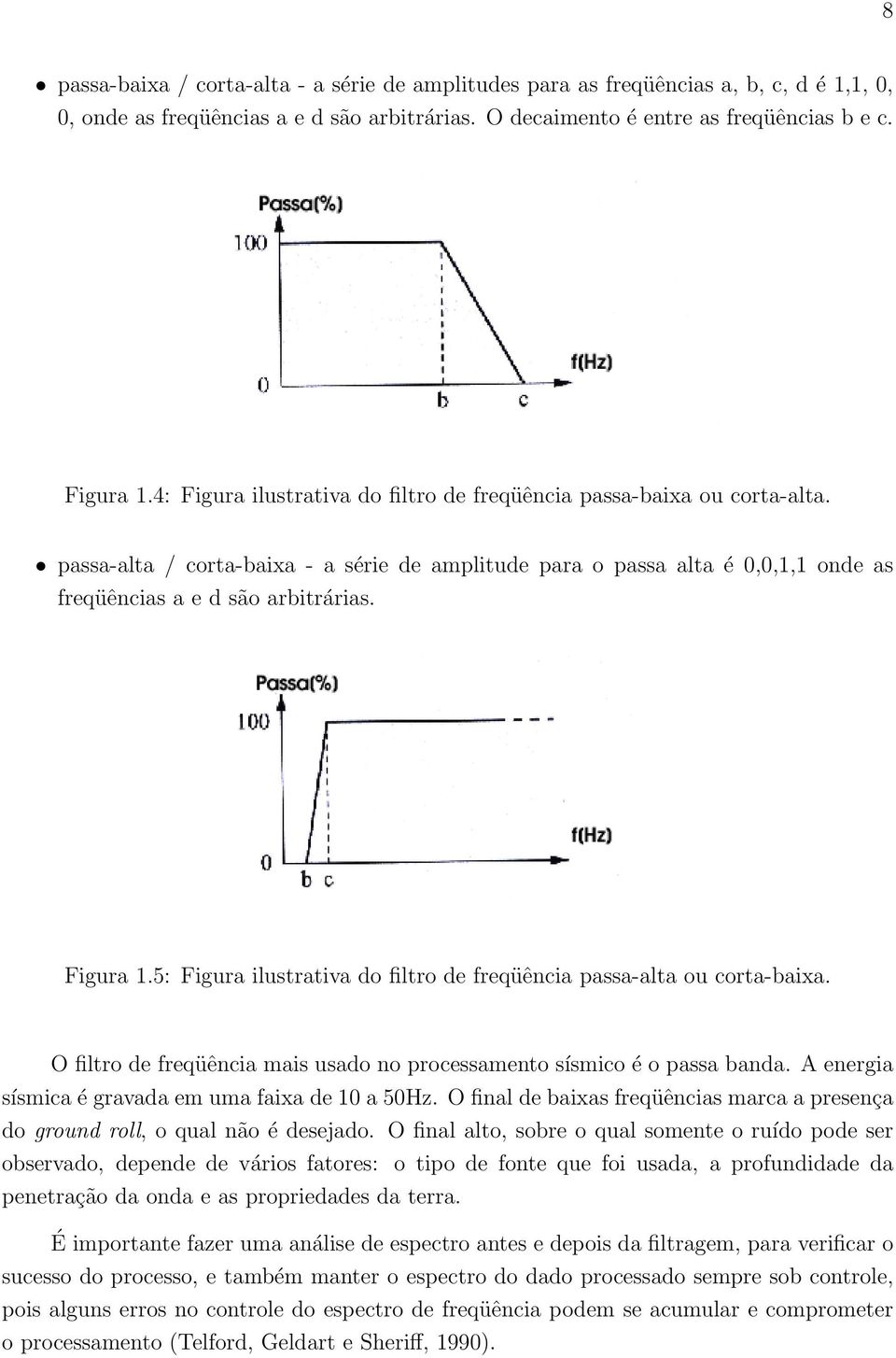 Figura 1.5: Figura ilustrativa do filtro de freqüência passa-alta ou corta-baixa. O filtro de freqüência mais usado no processamento sísmico é o passa banda.