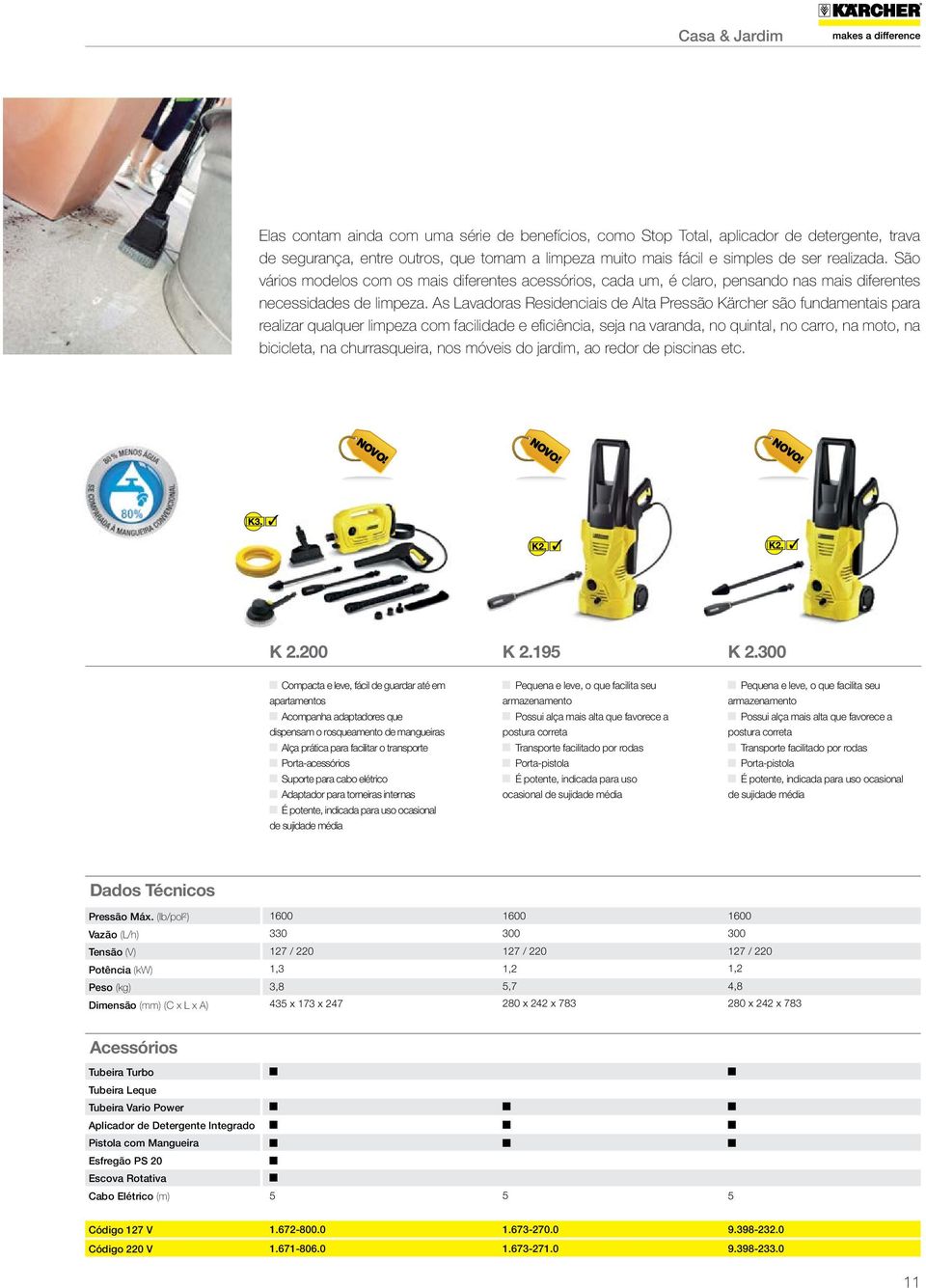 As Lavadoras Residenciais de Alta Pressão Kärcher são fundamentais para realizar qualquer limpeza com facilidade e efi ciência, seja na varanda, no quintal, no carro, na moto, na bicicleta, na