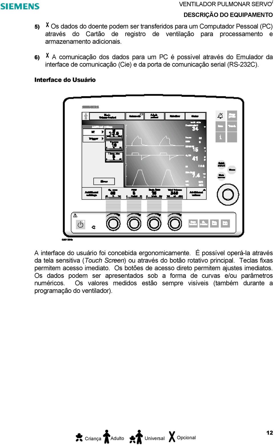 Interface do Usuário A interface do usuário foi concebida ergonomicamente. É possível operá-la através da tela sensitiva (Touch Screen) ou através do botão rotativo principal.