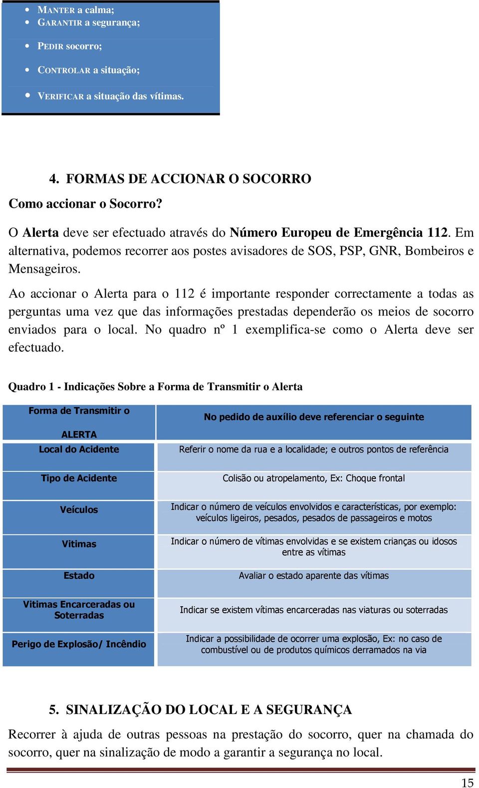 Ao accionar o Alerta para o 112 é importante responder correctamente a todas as perguntas uma vez que das informações prestadas dependerão os meios de socorro enviados para o local.