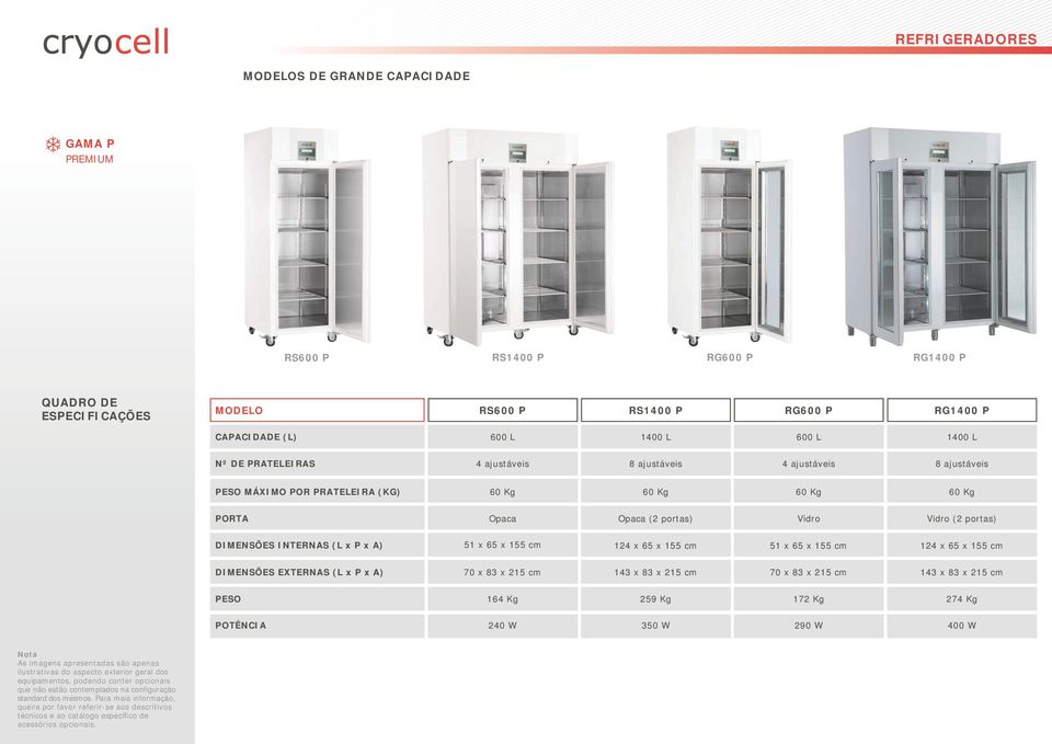 POR PRATELEIRA (KG) PORTA (2 portas) Vidro Vidro (2 portas) 51 x 65 x 155 cm 124 x 65 x 155 cm 51 x 65 x 155 cm 124 x 65 x 155 cm