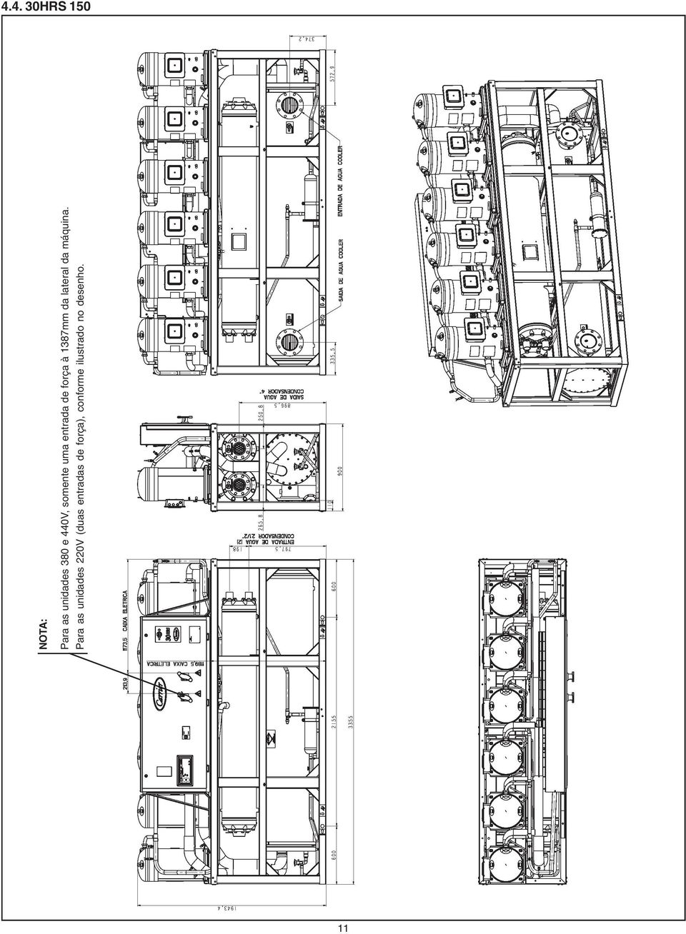 lateral da máquina.