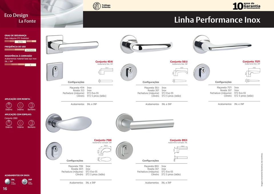 COM ROSETA: INL e INP INL e INP INL e INP Externo Interno Banheiro APLICAÇÃO COM ESPELHO: Conjunto 2080 Externo Interno Banheiro Conjunto 758i Acabamento ilustração: INP Conjunto 892i