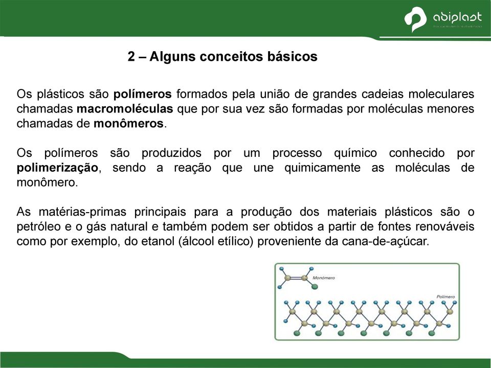 Os polímeros são produzidos por um processo químico conhecido por polimerização, sendo a reação que une quimicamente as moléculas de monômero.