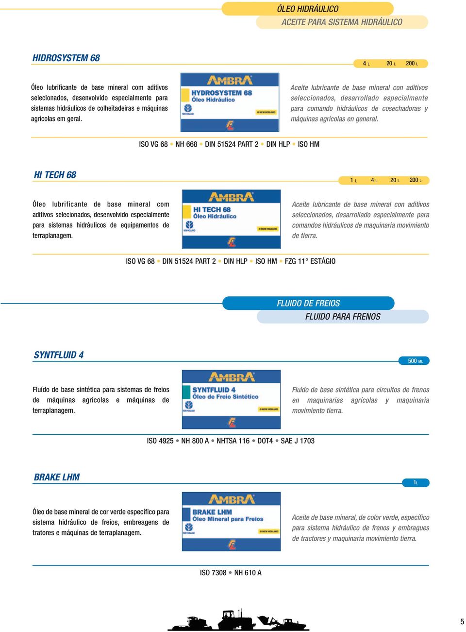 Aceite lubricante de base mineral con aditivos seleccionados, desarrollado especialmente para comando hidráulicos de cosechadoras y máquinas agrícolas en general.