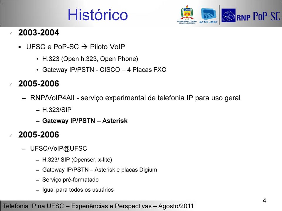 experimental de telefonia IP para uso geral H.