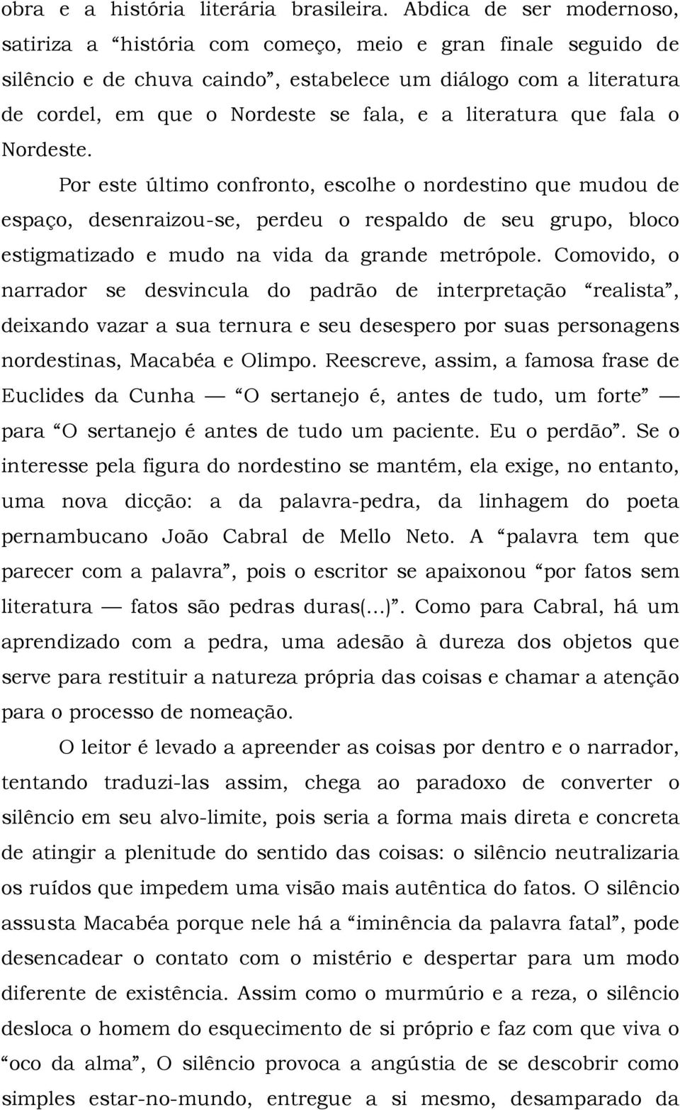 literatura que fala o Nordeste.