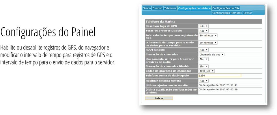 intervalo de tempo para registros de GPS e o