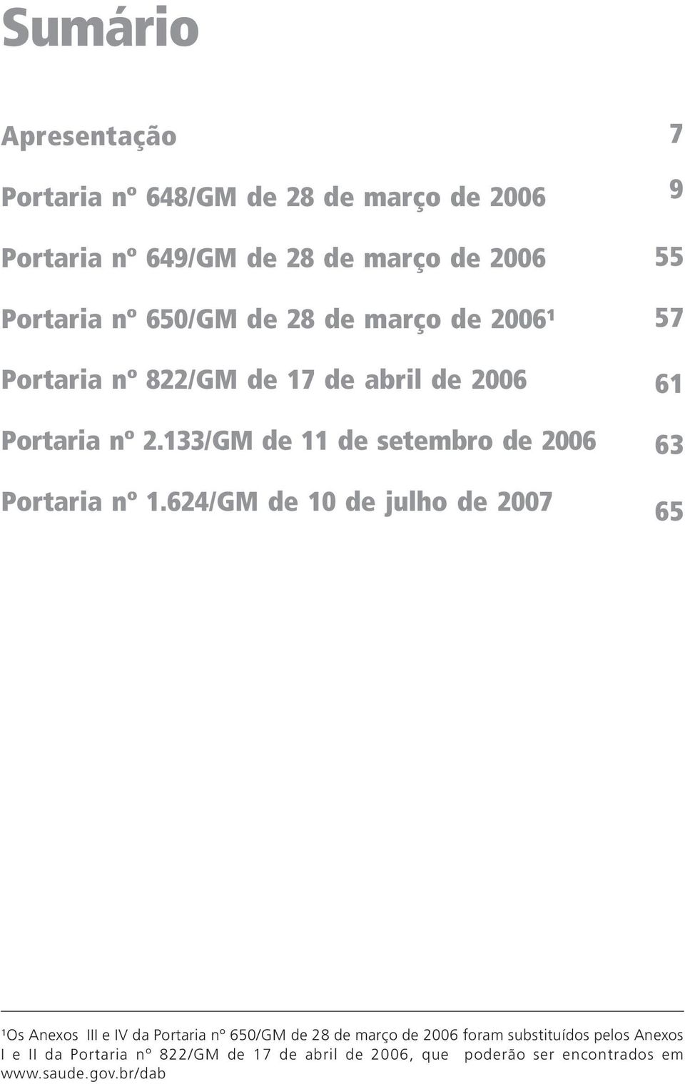 133/GM de 11 de setembro de 2006 Portaria nº 1.