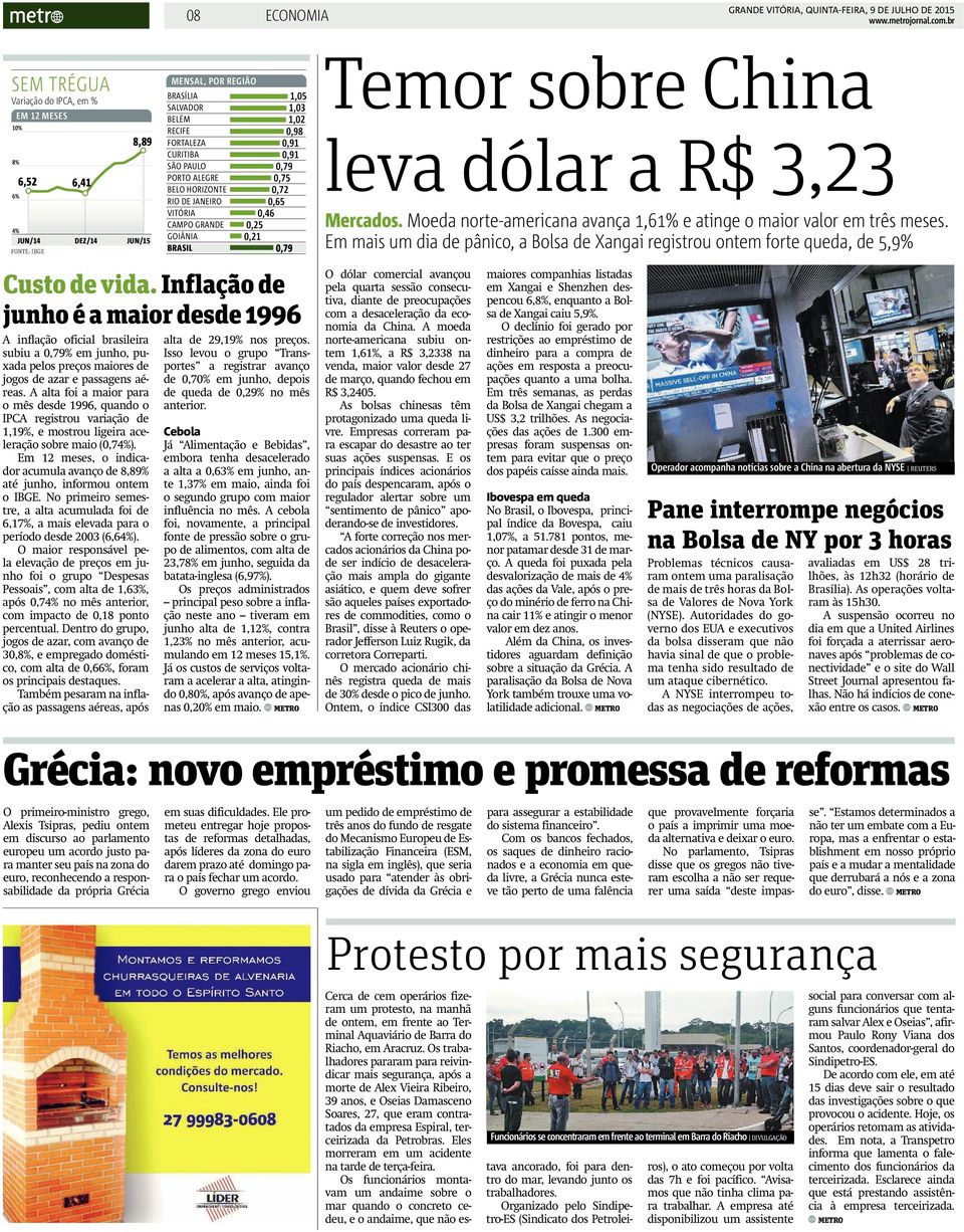 0.0 0.2 0.4 0.6 0.8 1.0 1.2 Custo de vida. Inflação de junho é a maior desde 1996 A inflação oficial brasileira subiu a 0,79% em junho, puxada pelos preços maiores de jogos de azar e passagens aéreas.