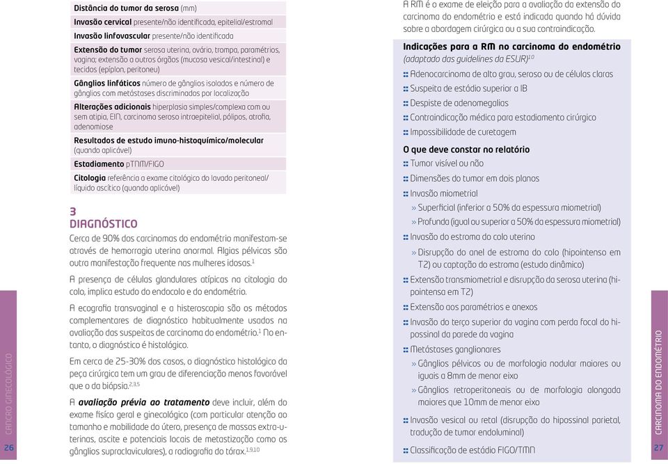 discriminados por localização Alterações adicionais hiperplasia simples/complexa com ou sem atipia, EIN, carcinoma seroso intraepitelial, pólipos, atrofia, adenomiose Resultados de estudo