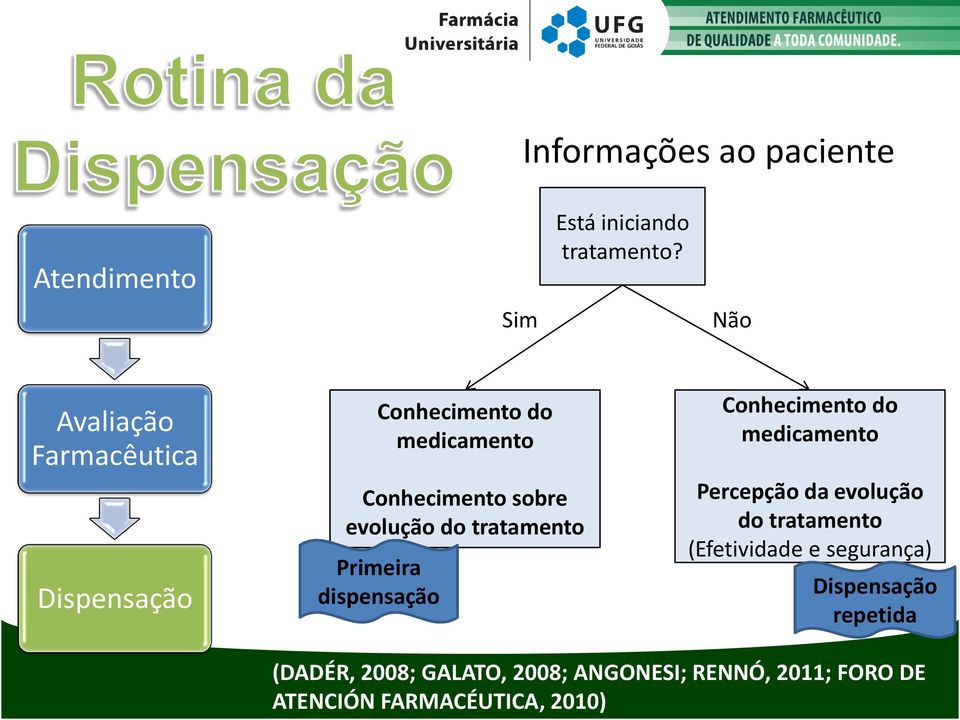 tratamento Primeira dispensação Conhecimento do medicamento Percepção da evolução do tratamento