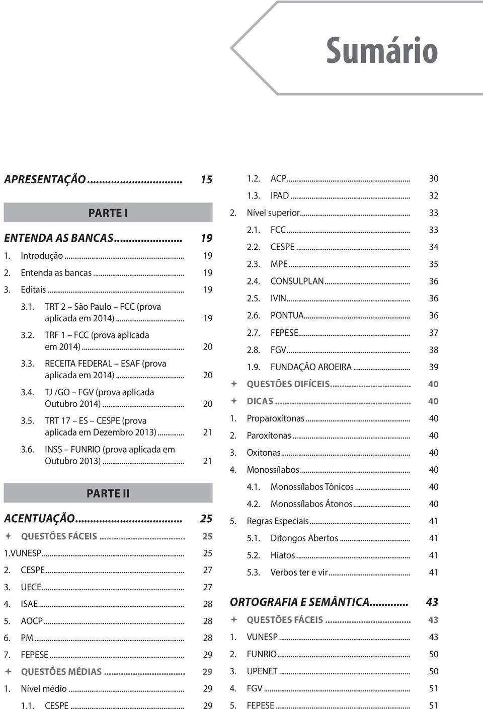 INSS FUNRIO (prova aplicada em Outubro 2013)... 21 PARTE II ACENTUAÇÃO... 25 QUESTÕES FÁCEIS... 25 1.VUNESP... 25 2. CESPE... 27 3. UECE... 27 4. ISAE... 28 5. AOCP... 28 6. PM... 28 7. FEPESE.