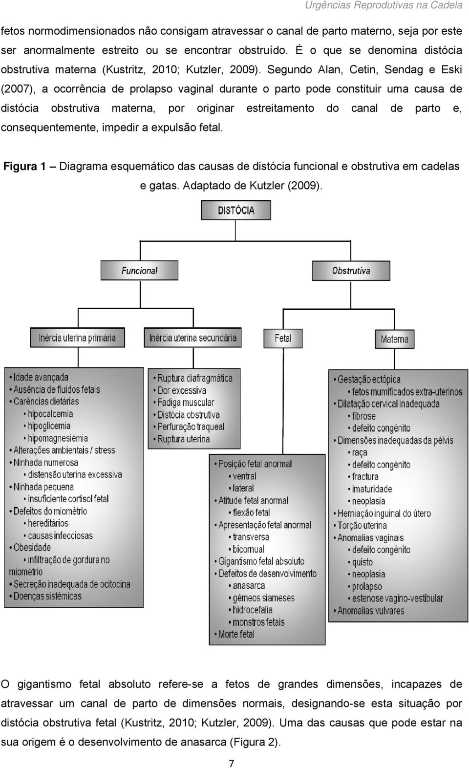 Segun ndo Alan, C Cetin, Send dag e Eskii obstrrutiva mate (2007), a ocorrrência de prolapso p va aginal durante o parto o pode con nstituir uma a causa de e ócia distó obstru utiva mate erna, por