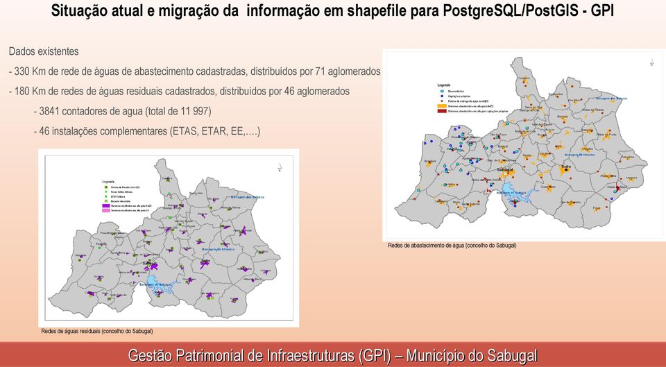 cadastrados, distribuídos por 46 aglomerados - 3841 contadores de agua (total de 11 997) - 46 instalações