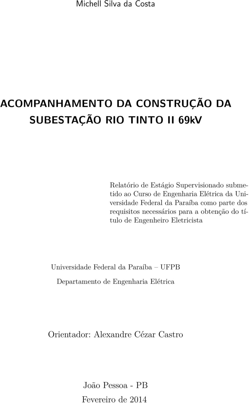 requisitos necessários para a obtenção do título de Engenheiro Eletricista Universidade Federal da Paraíba