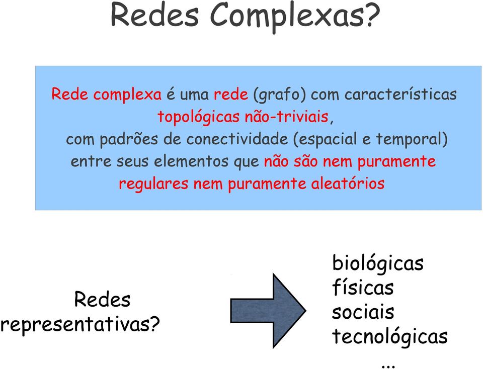 não-triviais, com padrões de conectividade (espacial e temporal) entre