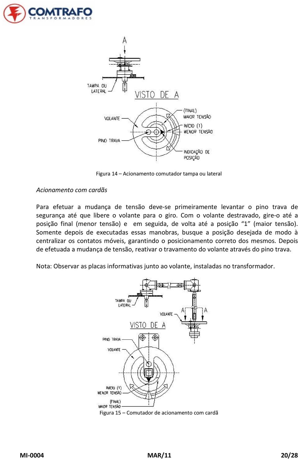 Somente depois de executadas essas manobras, busque a posição desejada de modo à centralizar os contatos móveis, garantindo o posicionamento correto dos mesmos.