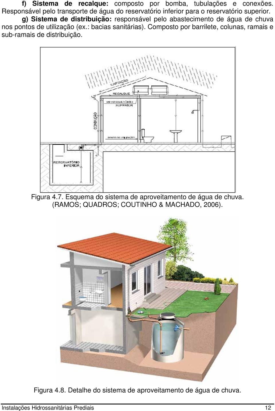 g) Sistema de distribuição: responsável pelo abastecimento de água de chuva nos pontos de utilização (ex.: bacias sanitárias).