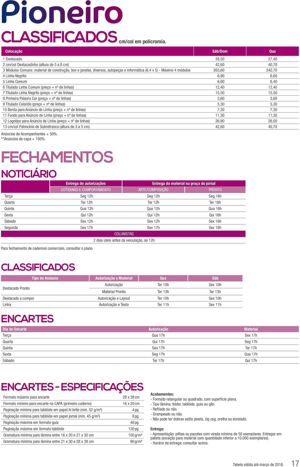 5) - Máximo 4 módulos 263,60 242,70 4 Linha Negrito 6,90 6,60 5 Linha Comum 6,60 6,40 6 Titulado Linha Comum (preço + nº de linhas) 12,40 12,40 7 Titulado Linha Negrito (preço + nº de linhas) 15,50