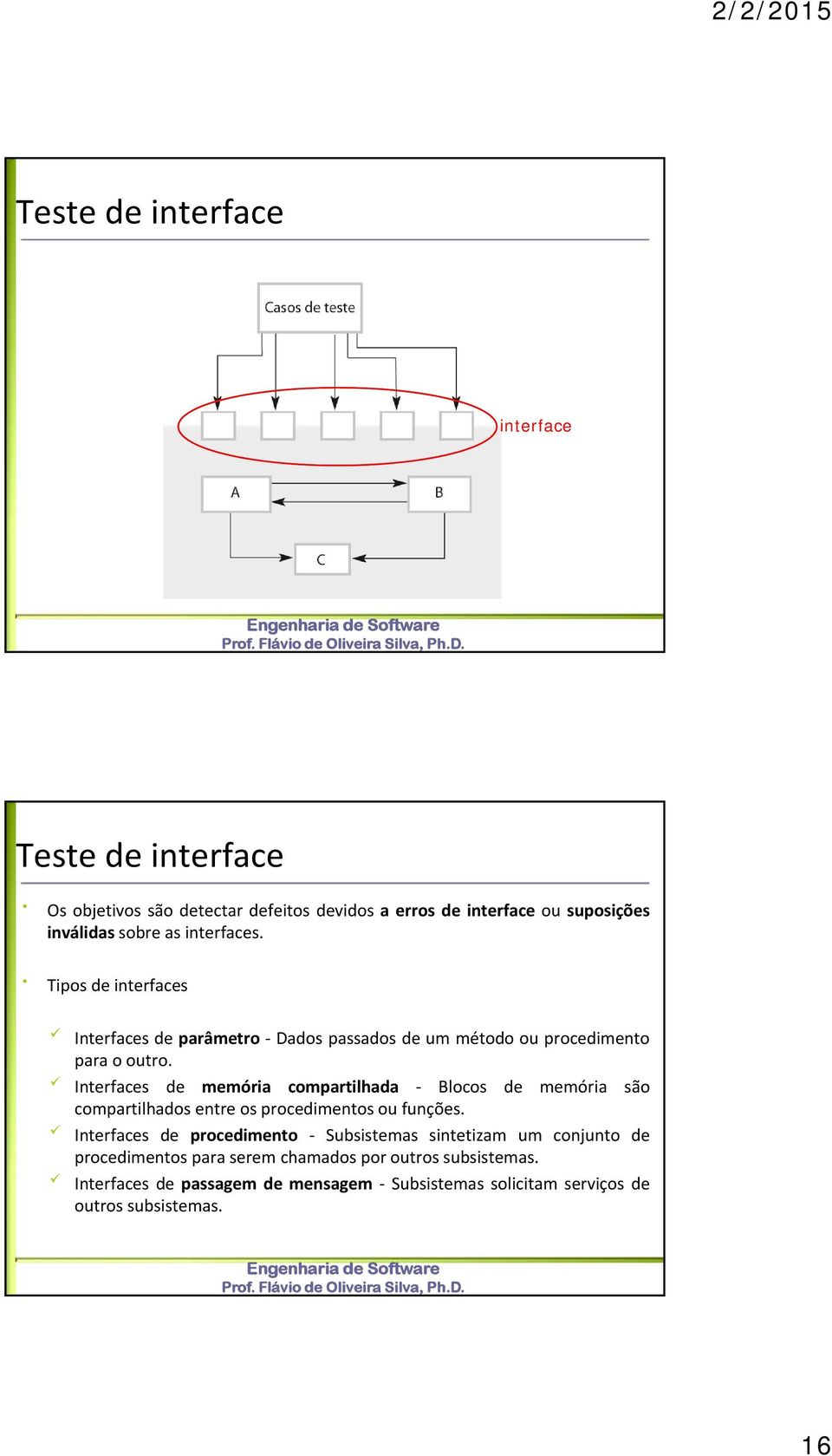 Interfaces de memória compartilhada Blocos de memória são compartilhados entre os procedimentos ou funções.