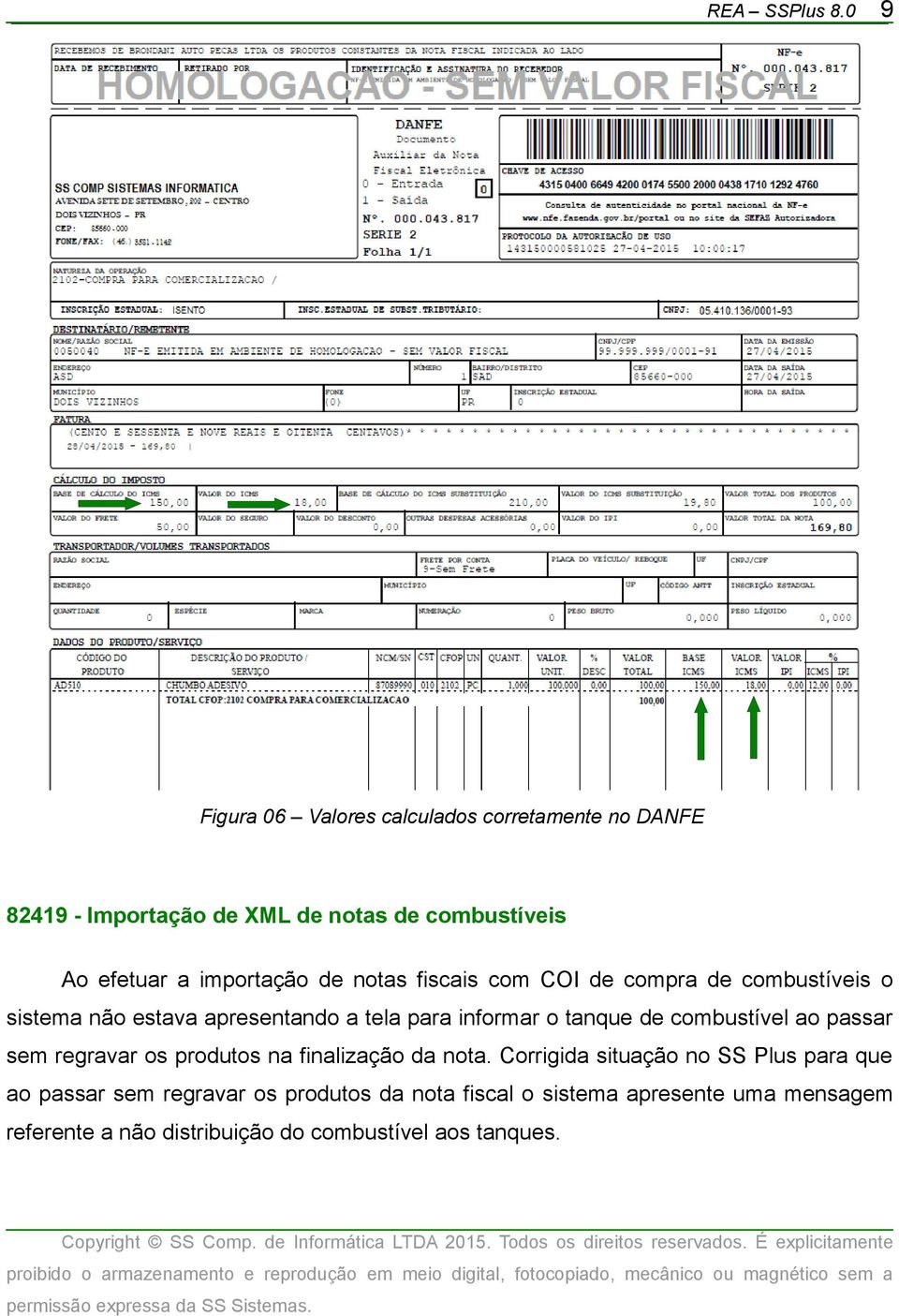 importação de notas fiscais com COI de compra de combustíveis o sistema não estava apresentando a tela para informar o tanque