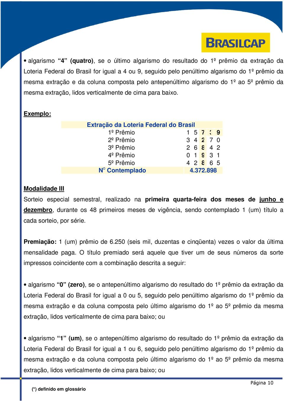 Exemplo: Extração da Loteria Federal do Brasil 1º Prêmio 1 5 7 3 9 2º Prêmio 3 4 2 7 0 3º Prêmio 2 6 8 4 2 4º Prêmio 0 1 9 3 1 5º Prêmio 4 2 8 6 5 N o Contemplado 4.372.