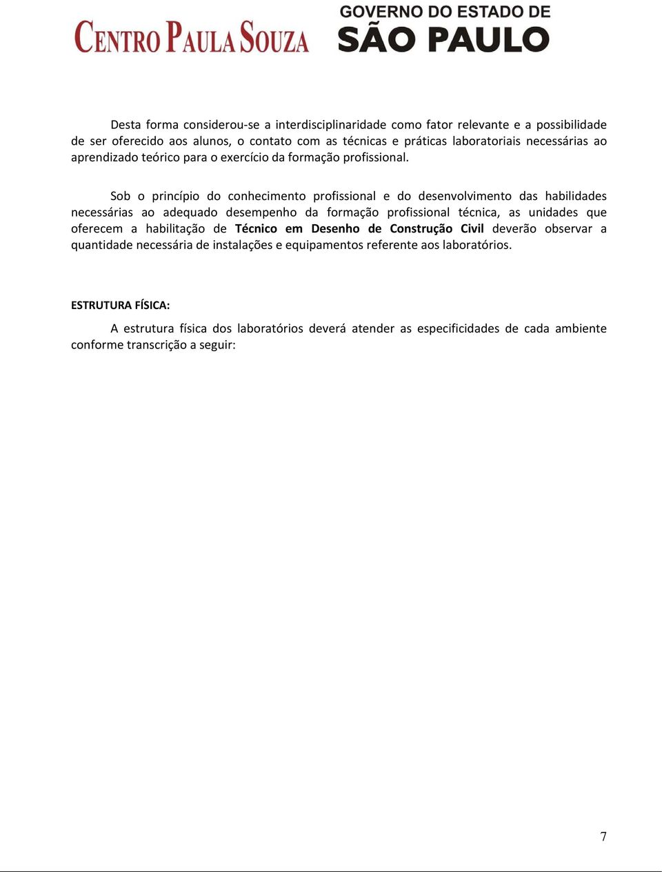 Sob o princípio do conhecimento profissional e do desenvolvimento das habilidades necessárias ao adequado desempenho da formação profissional técnica, as unidades que oferecem a