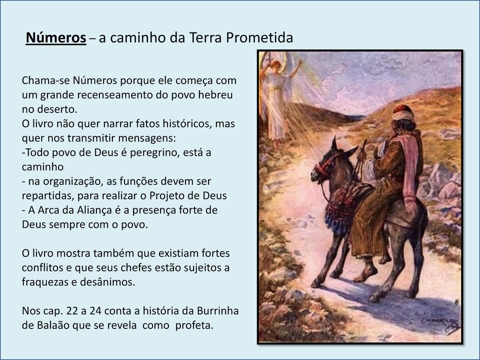 funções devem ser repartidas, para realizar o Projeto de Deus - A Arca da Aliança é a presença forte de Deus sempre com o povo.