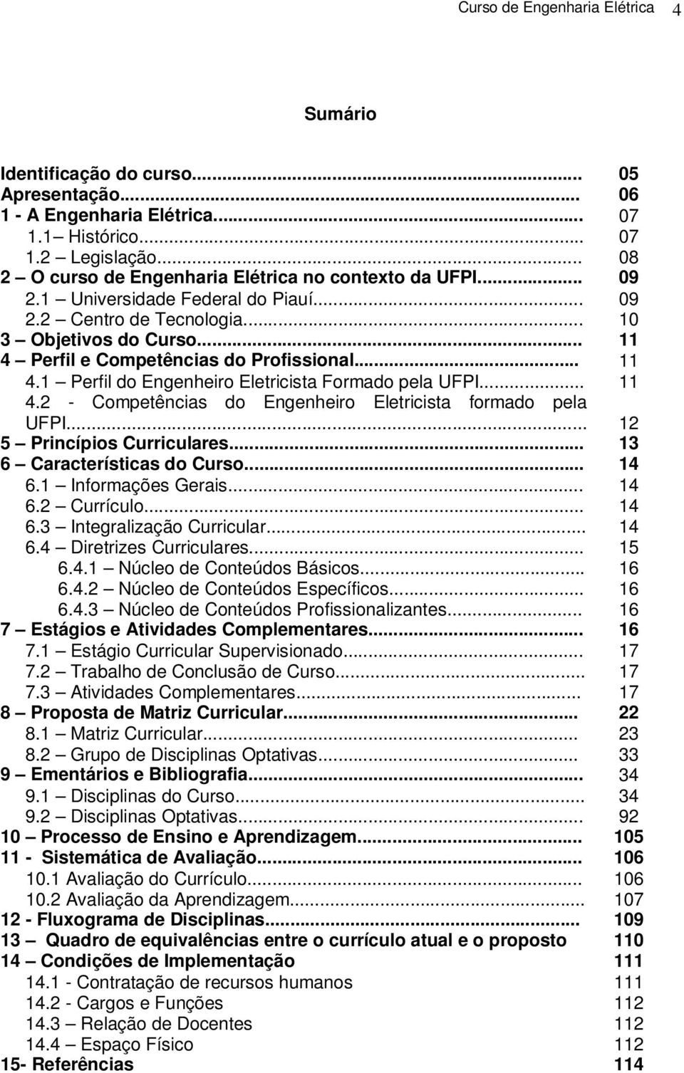 .. 11 4 Perfil e Competências do Profissional... 11 4.1 Perfil do Engenheiro Eletricista Formado pela UFPI... 11 4.2 - Competências do Engenheiro Eletricista formado pela UFPI.
