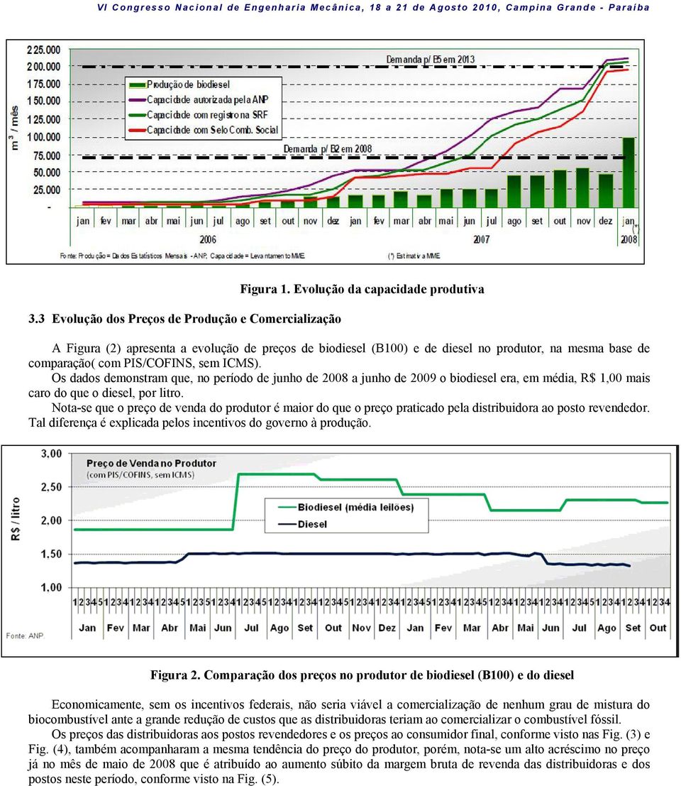 Os dados demonstram que, no período de junho de 2008 a junho de 2009 o biodiesel era, em média, R$ 1,00 mais caro do que o diesel, por litro.