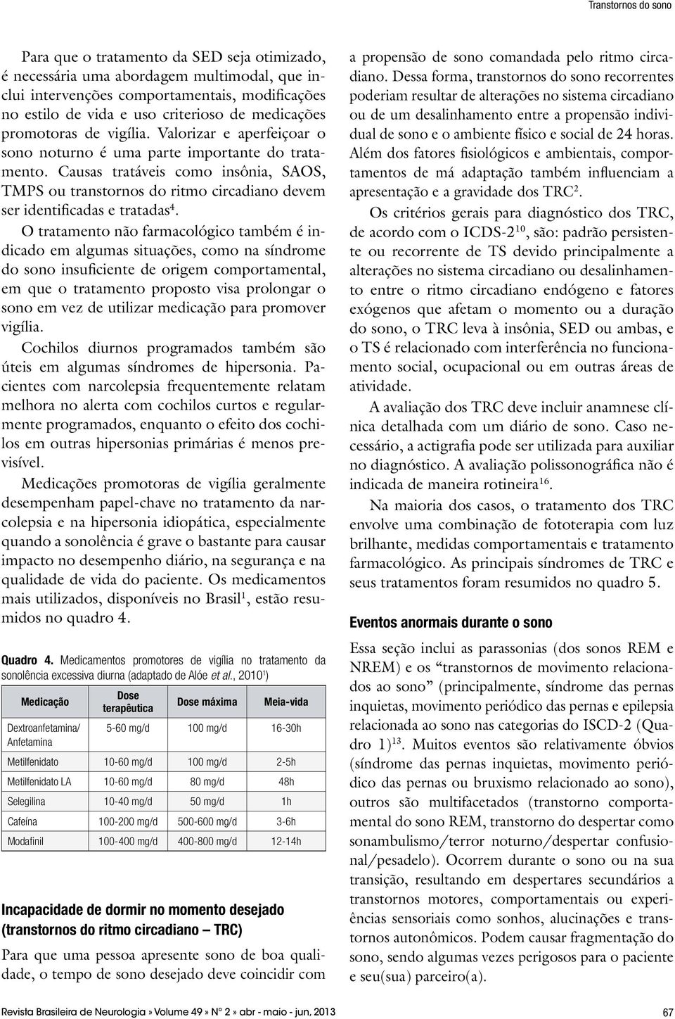 Causas tratáveis como insônia, SAOS, TMPS ou transtornos do ritmo circadiano devem ser identificadas e tratadas 4.