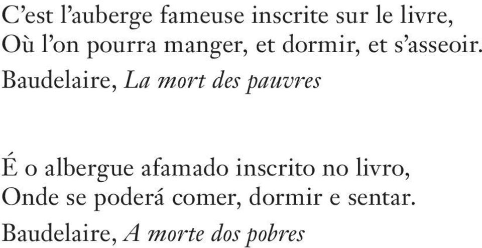 Baudelaire, La mort des pauvres É o albergue afamado