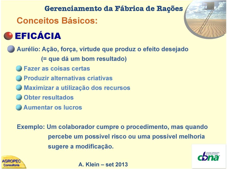 utilização dos recursos Obter resultados Aumentar os lucros Exemplo: Um colaborador cumpre o