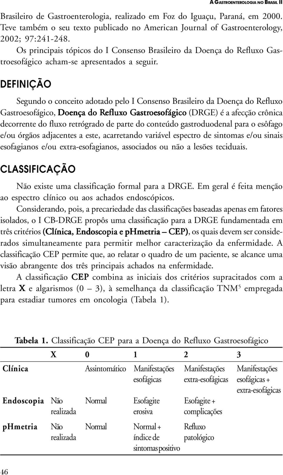Os principais tópicos do I Consenso Brasileiro da Doença do Refluxo Gastroesofágico acham-se apresentados a seguir.