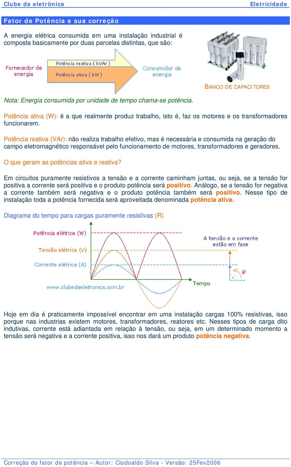 Potência reativa (VAr): não realiza trabalho efetivo, mas é necessária e consumida na geração do campo eletromagnético responsável pelo funcionamento de motores, transformadores e geradores.