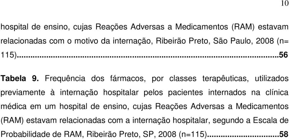 Frequência dos fármacos, por classes terapêuticas, utilizados previamente à internação hospitalar pelos pacientes internados na