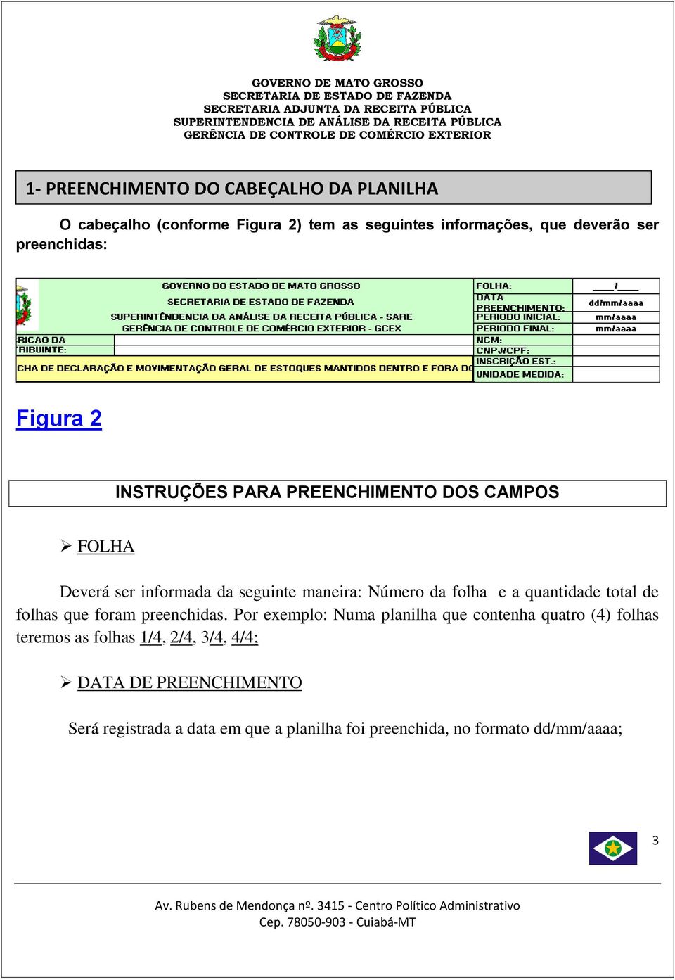 folha e a quantidade total de folhas que foram preenchidas.