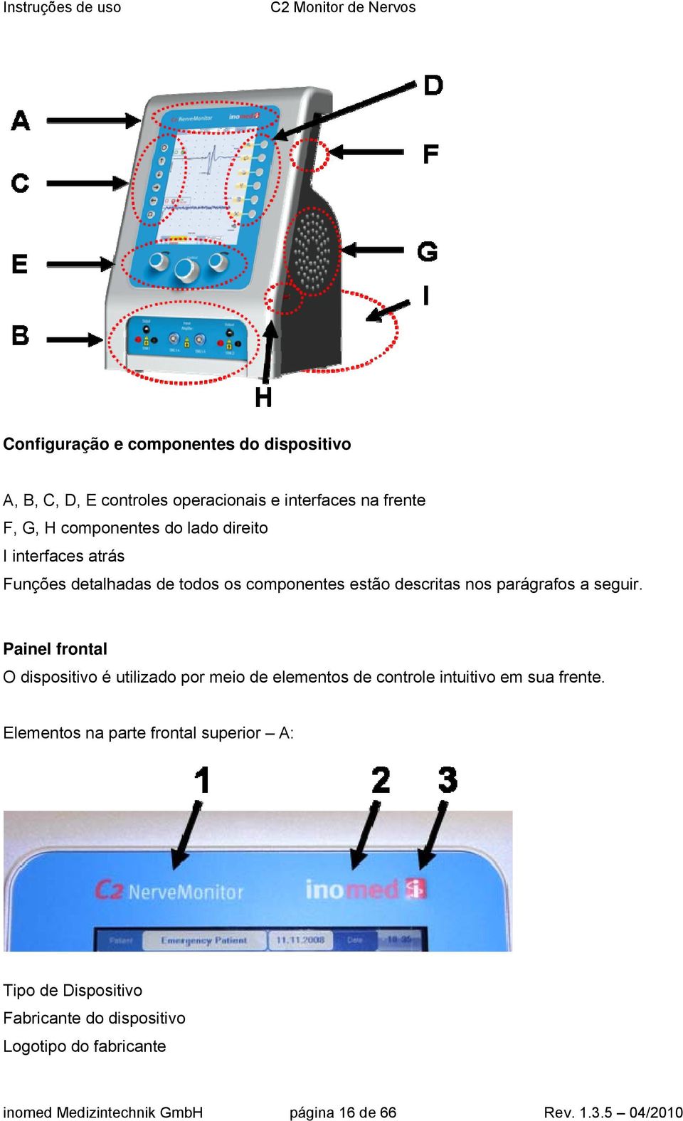 Painel frontal O dispositivo é utilizado por meio de elementos de controle intuitivo em sua frente.