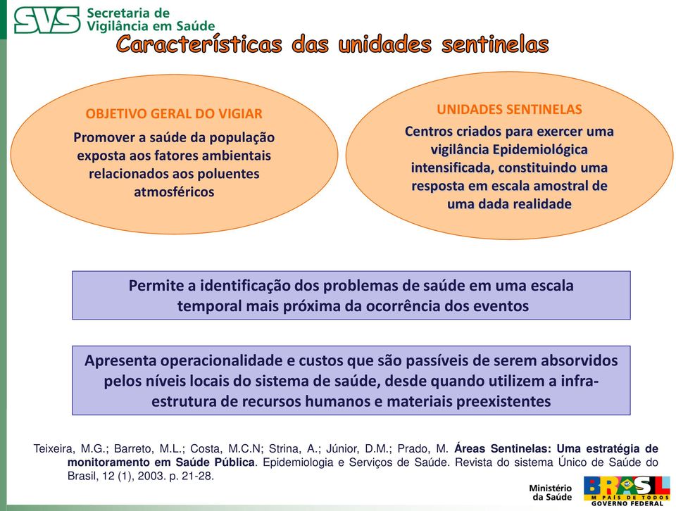 eventos Apresenta operacionalidade e custos que são passíveis de serem absorvidos pelos níveis locais do sistema de saúde, desde quando utilizem a infraestrutura de recursos humanos e materiais