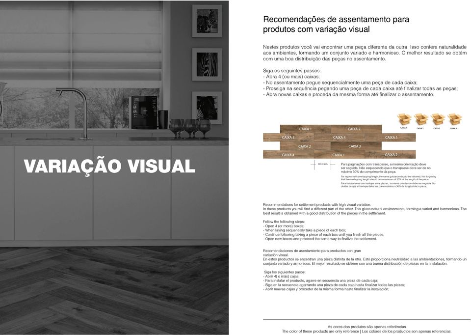 Siga os seguintes passos: - Abra 4 (ou mais) caixas; - No assentamento pegue sequencialmente uma peça de cada caixa; - Prossiga na sequência pegando uma peça de cada caixa até finalizar todas as