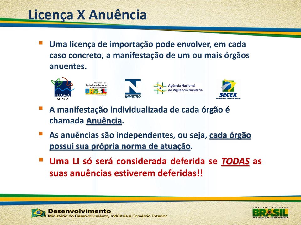 A manifestação individualizada de cada órgão é chamada Anuência.