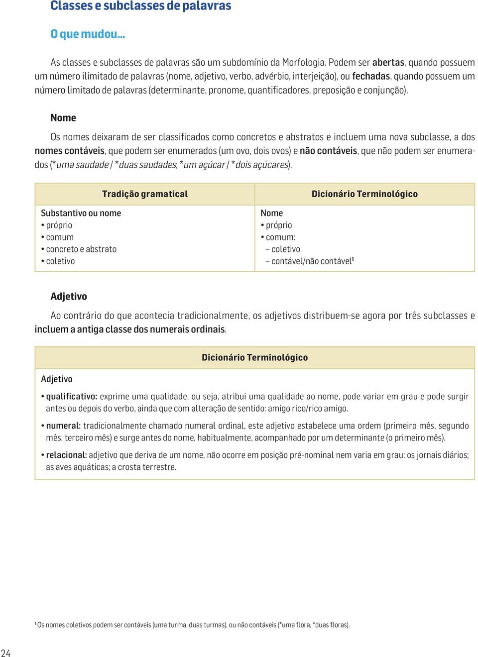 quantificadores, preposição e conjunção).