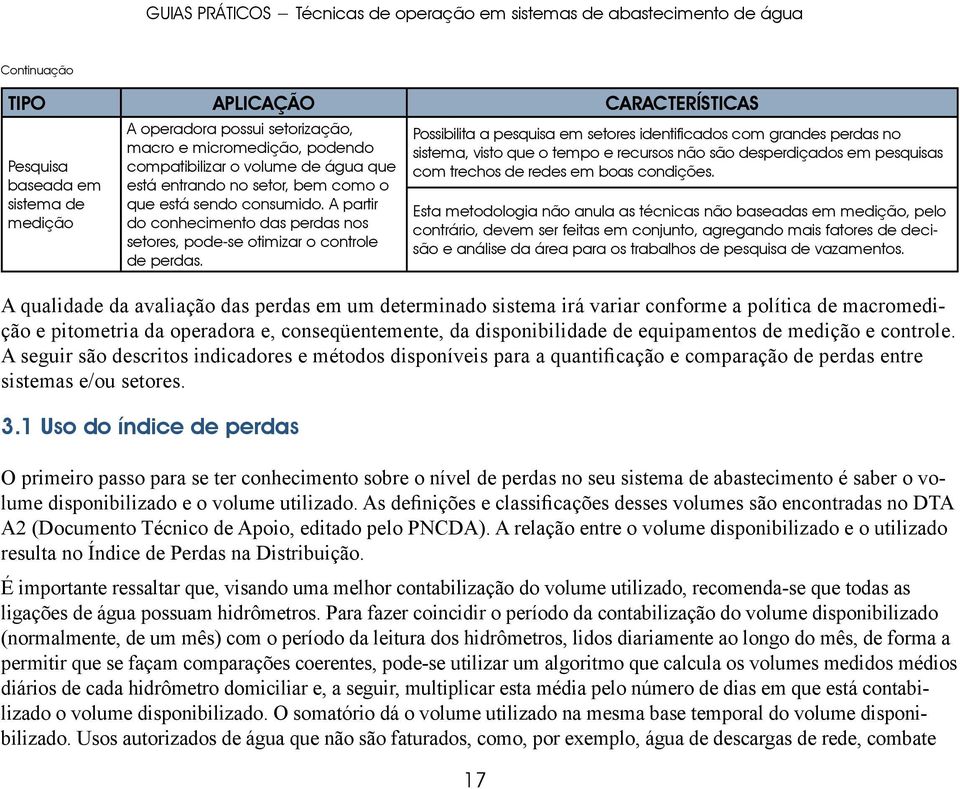 A partir do conhecimento das perdas nos setores, pode-se otimizar o controle de perdas.