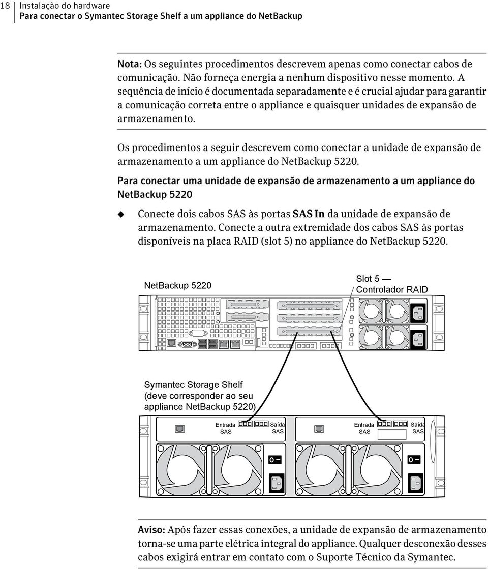 A sequência de início é documentada separadamente e é crucial ajudar para garantir a comunicação correta entre o appliance e quaisquer unidades de expansão de armazenamento.