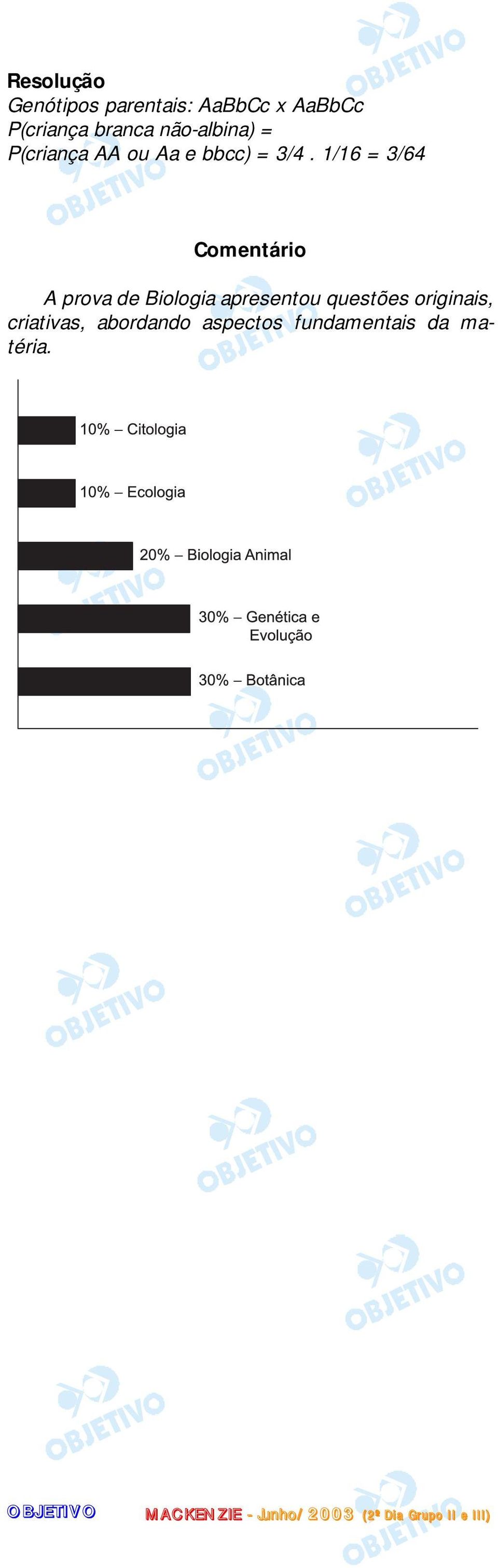 1/16 = 3/64 Comentário A prova de Biologia apresentou