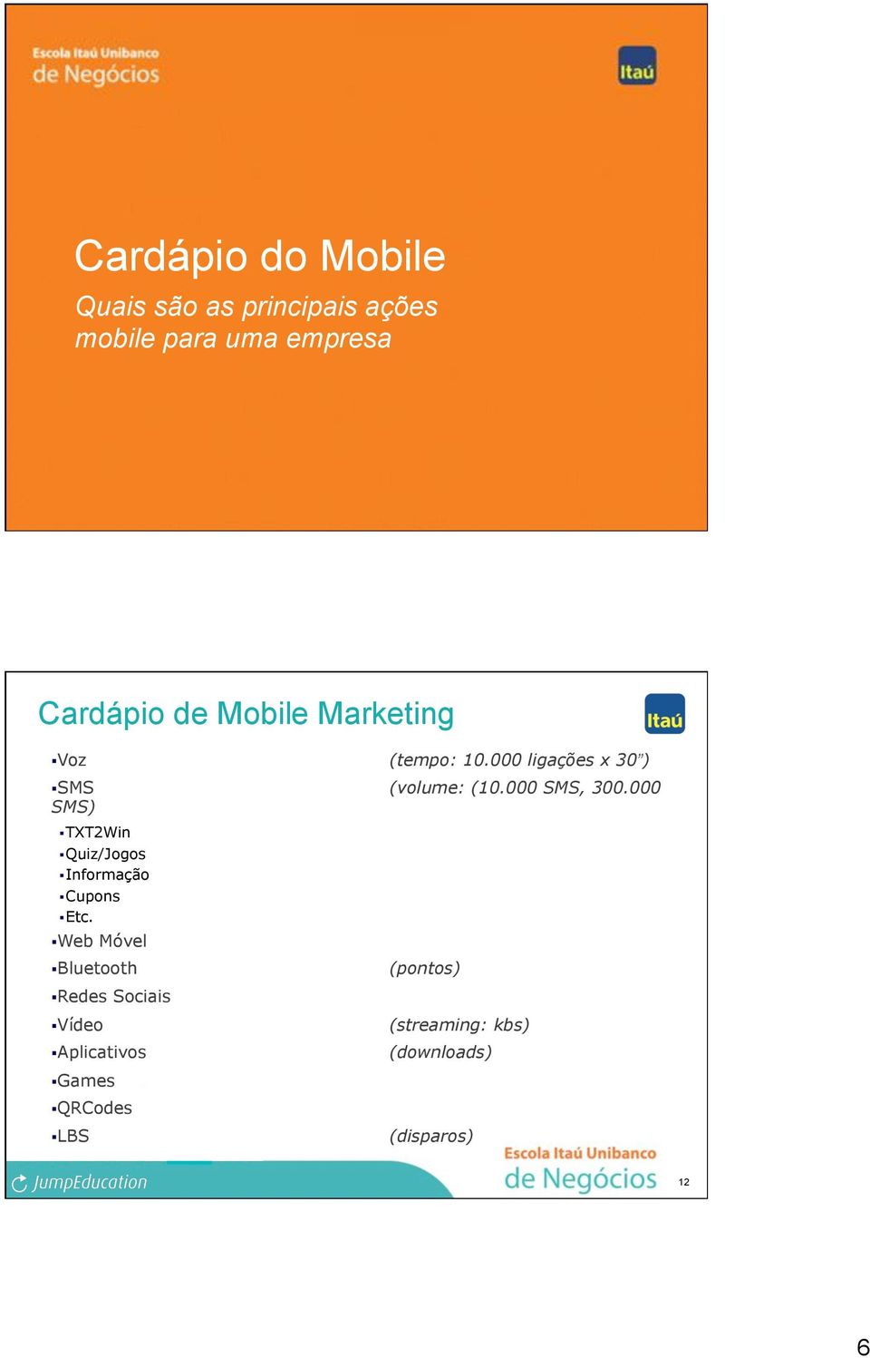 000 SMS)! TXT2Win! Quiz/Jogos! Informação! Cupons! Etc.! Web Móvel! Bluetooth (pontos)!